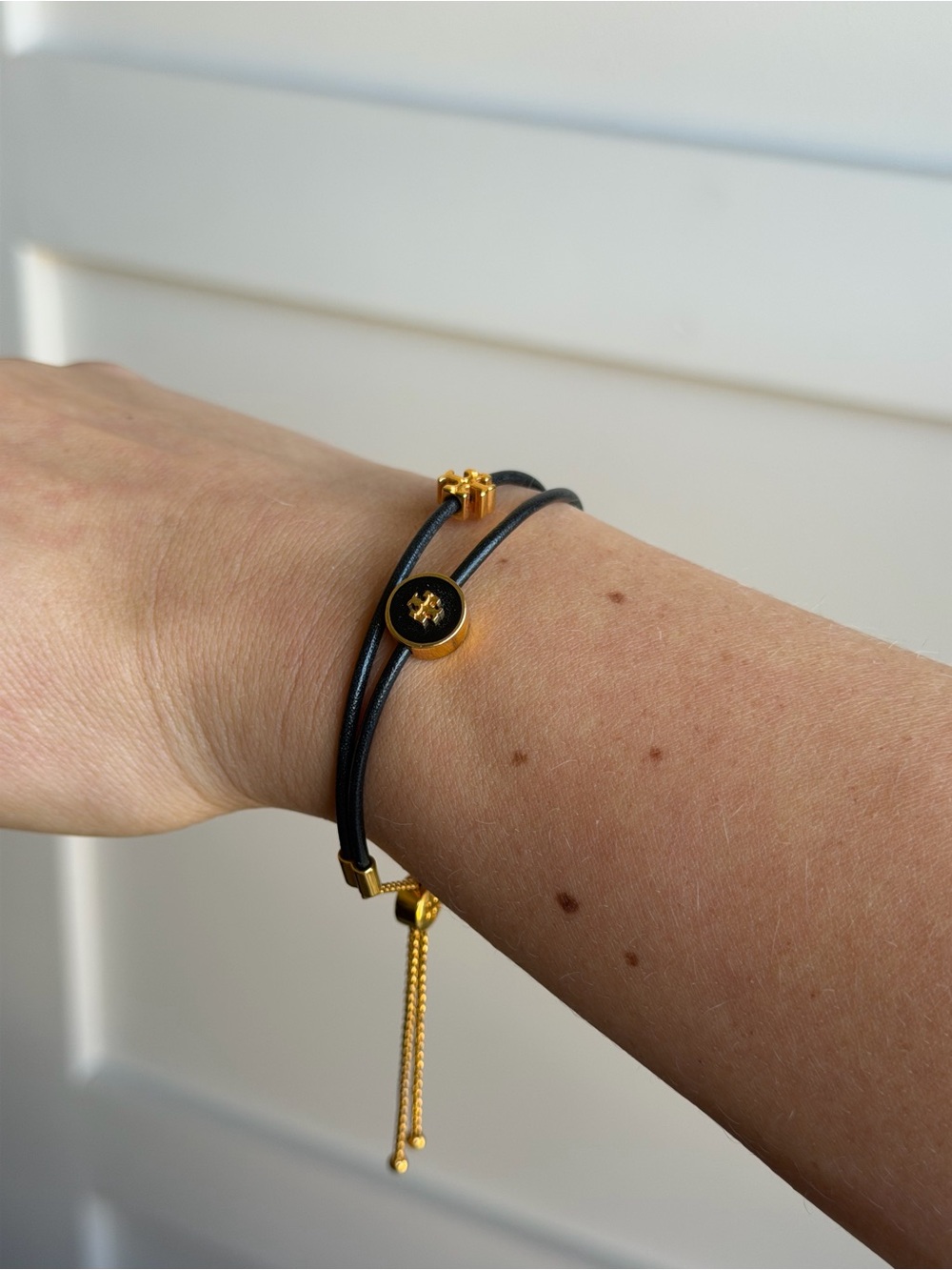 Tory Burch Black Leather Slider Bracelet